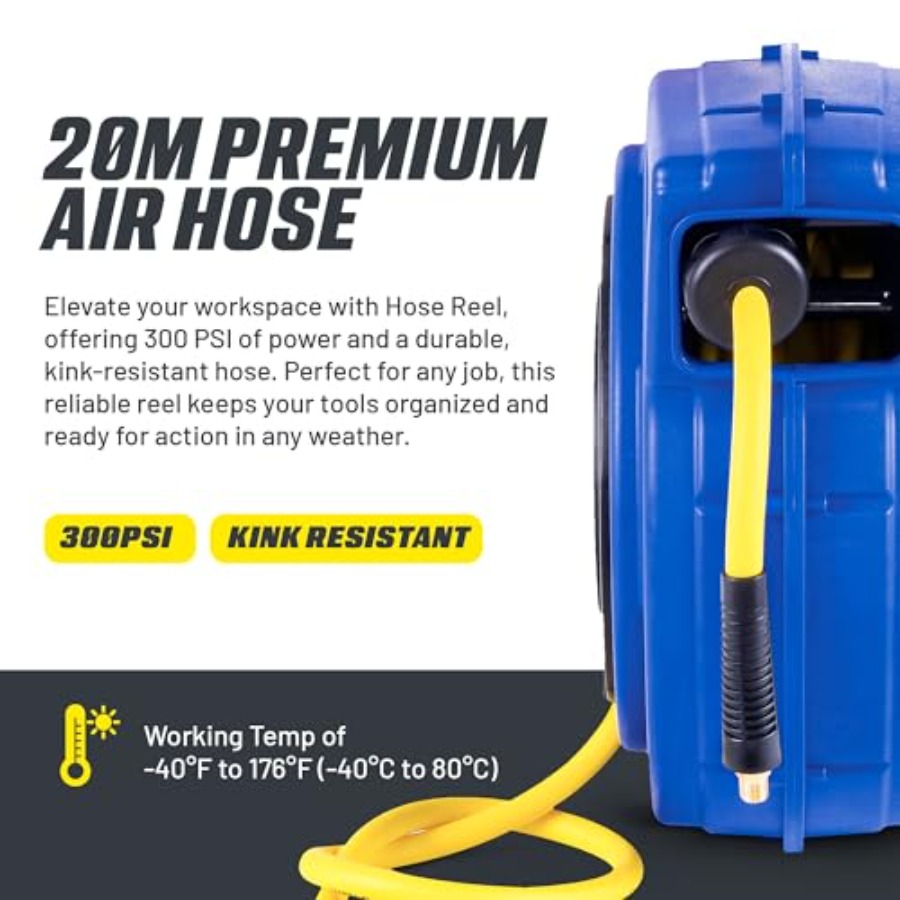 Retractable Air Hose Reel 3/8  - مراجعة Reel Handle وسعره