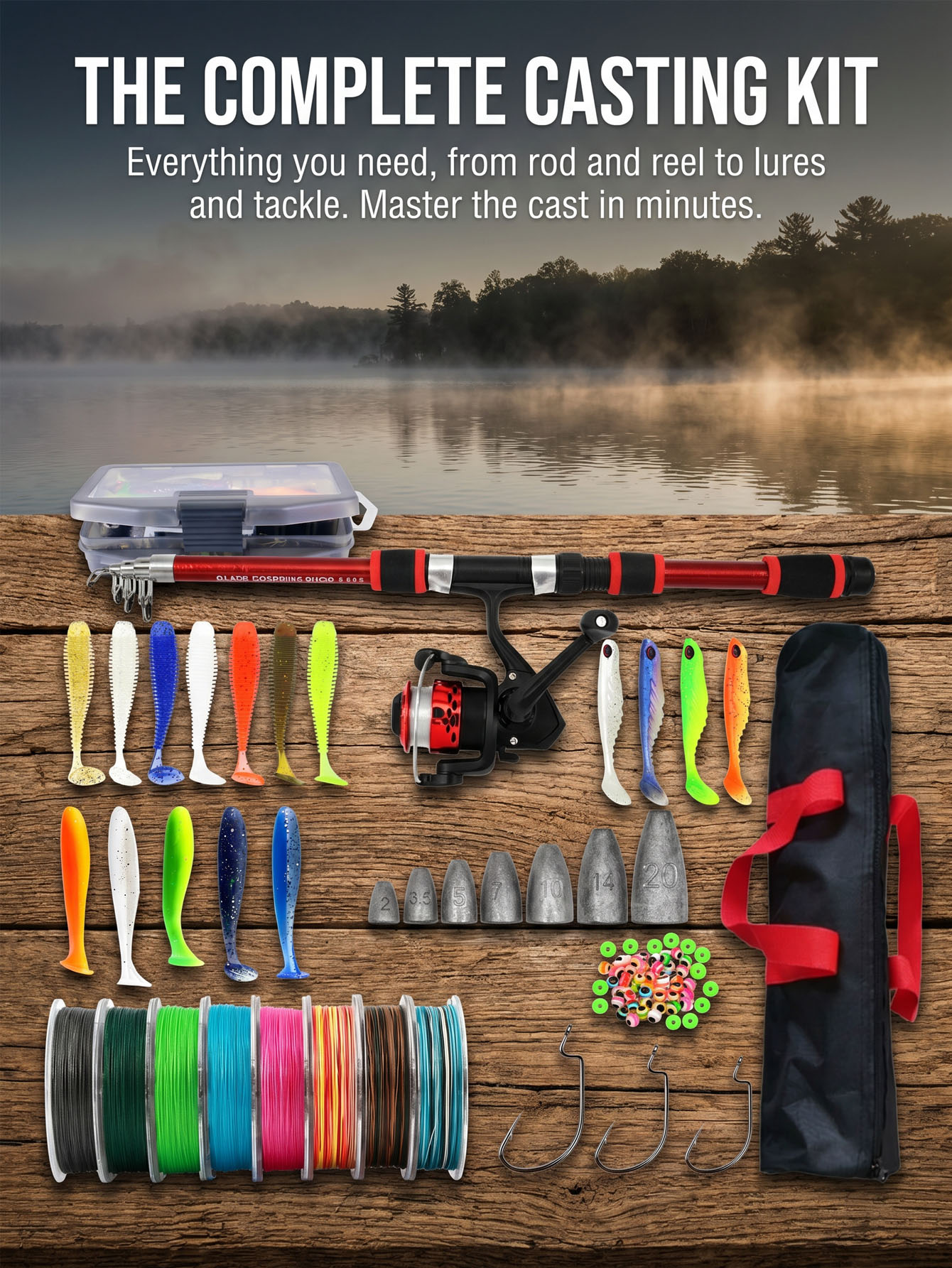 Fishing Rod Reel Combos Collap - مراجعة Reel Bag وسعره