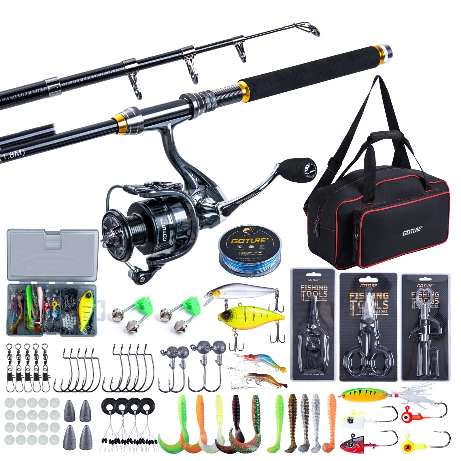 Goture Fishing Telescopic Rod  - مراجعة Reel Bag وسعره